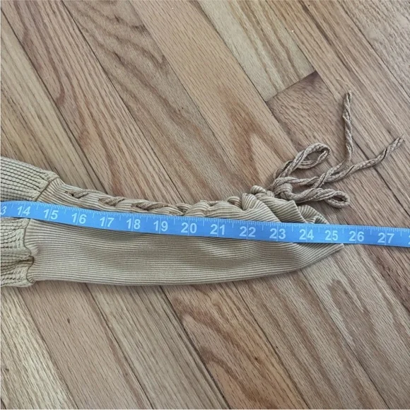 Free People FP One Womens Top XS Mustard Tasha Waffle Thermal Long Puff Sleeve - Picture 9 of 10